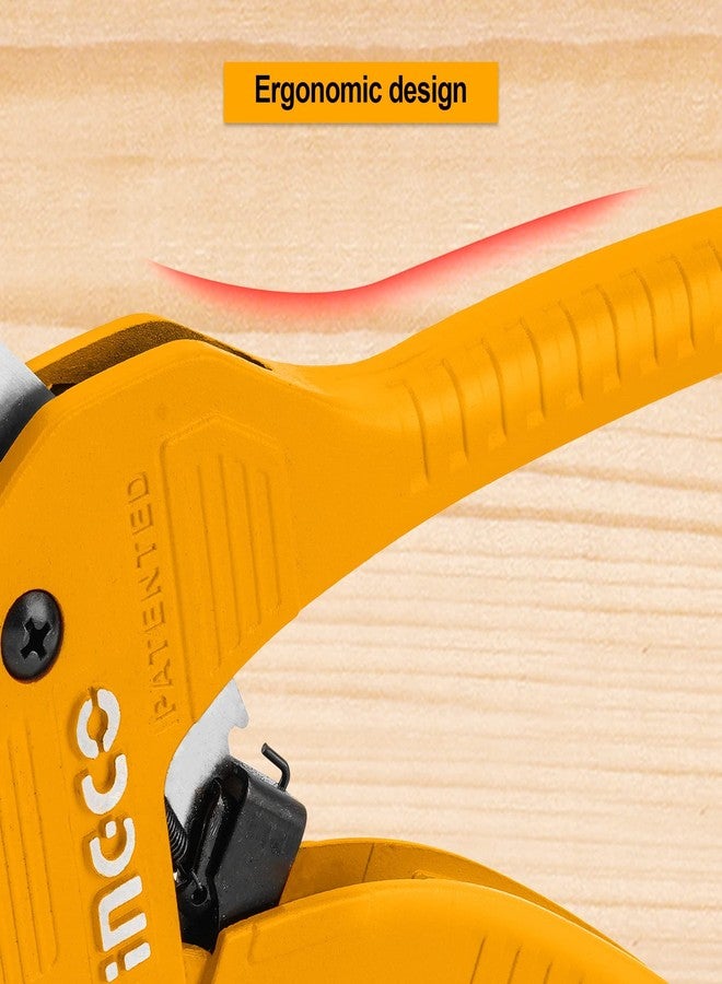 INGCO PVC Pipe Cutter, 3-42mm INGCO Heavy Duty Plastic Pipe Cutter,4CR13 Tube Cutter, New Unique Handle Design, One-Hand Fast Pipe Cutting Tool for PVC PPR PE PEX Pipe and Other Plastic Pipe - Image 3